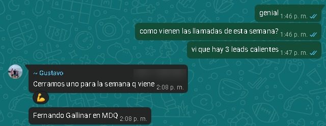 Chat con Gustavo: «Cerramos uno para la semana que viene»